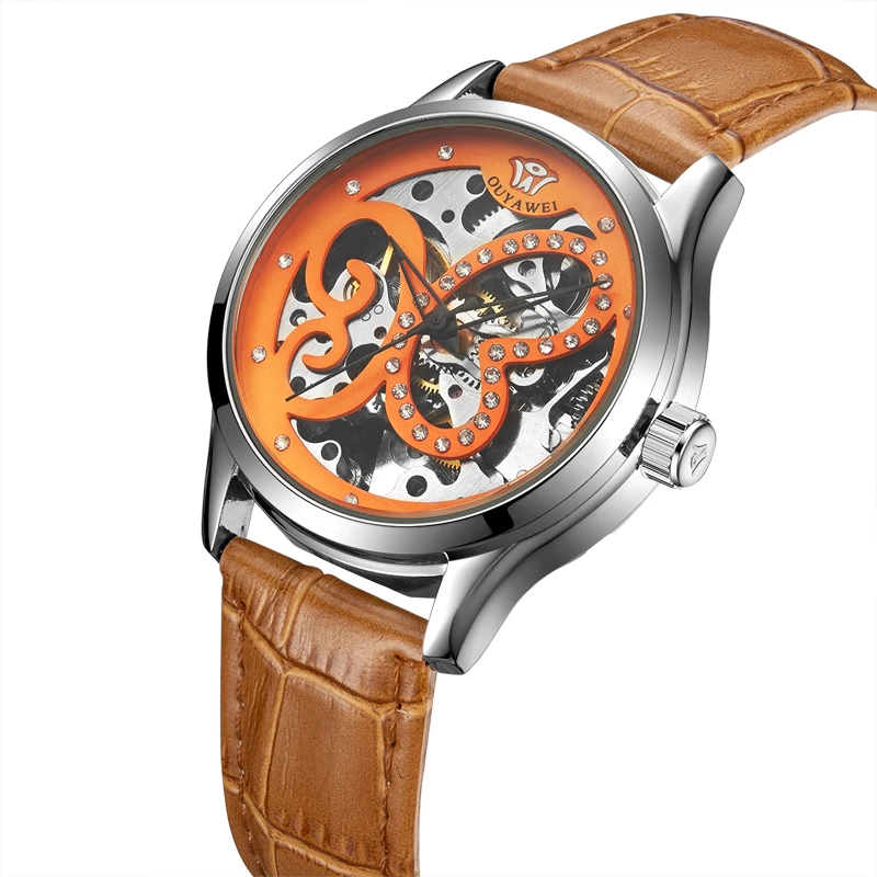 Women Automatic Mechanical Watches Skeleton Stainless steel Clock Elegant Ladies Watch Gift For Women OYW-1403
