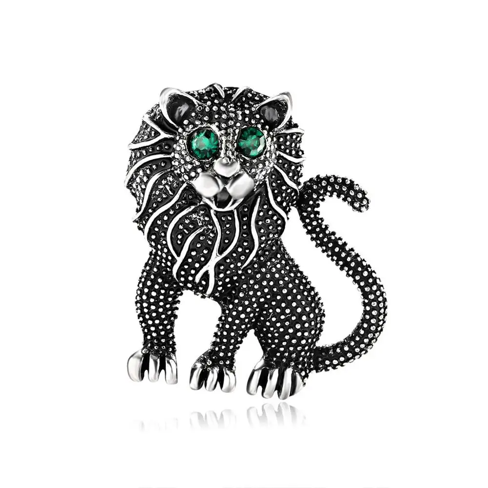 

Green Eye Originality Lion Brooches Pin Alloy Rhinestones Animal Brooch for Women Clothing Party Accessories Gift AL453