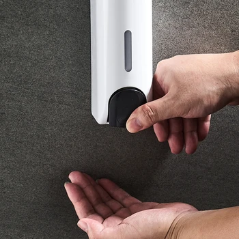 

Plastic Detergent Shampoo Dispensers 350ml Manual Press Liquid Soap Dispenser Wall-mount Foaming Hand Washing Device