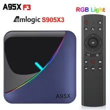 A95X F3 światło RGB TV, pudełko Android 9.0 Amlogic S905X3 4G 32G 64G 2.4G/5G Wifi BT dekoder YouTube 1080P 4K 2G 16G odtwarzacz multimedialny