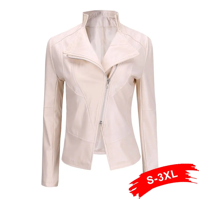 Plus Size Women Faux Pu Leather Black Bomber Jackets 2Xl 3Xl Zipper Long Sleeve Fashion Motorcycle Female Basic Jackets