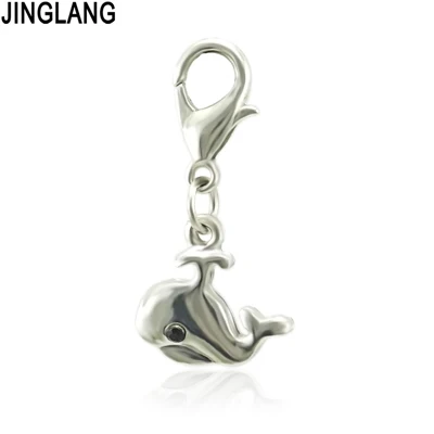 Small-Right JINGLANG Модные Серебристые подвески в виде животных застежка-лобстер металлические подвески «Кит» для самостоятельного изготовления ювелирных изделий Аксессуары - Окраска металла: Small-Right