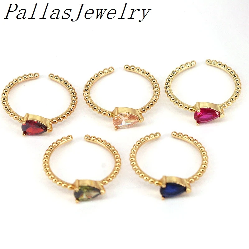 

10Pcs Gold Filled Adjustable Stacking Ring Micro Pave Drop Cubic Zirconia Gold Ring, Dainty CZ Thin Ring-Gift For Women