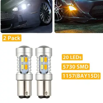

2xDual Color 5730-SMD LED Turn Signal Amber & White Switchback Light Bulbs