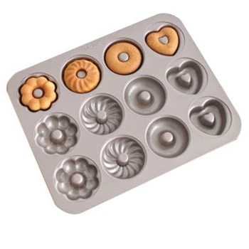 

Donut Mold Cake Pan, 12-Cavity Non-Stick Pattern Doughnut Bakeware, Oven Baking
