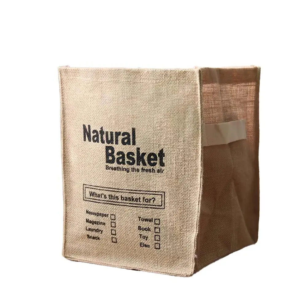 Home storage jute laundry basket hand Clothes Casket Collapsible