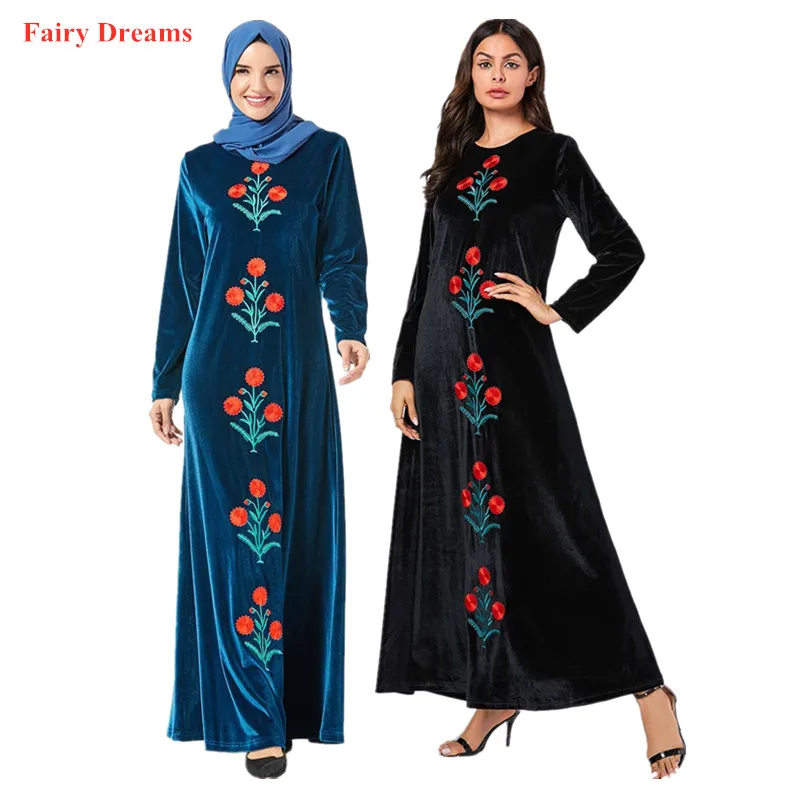 Женское бархатное платье abaya Femme Musulman Pakistan Дубай Турция мусульманский хиджаб с