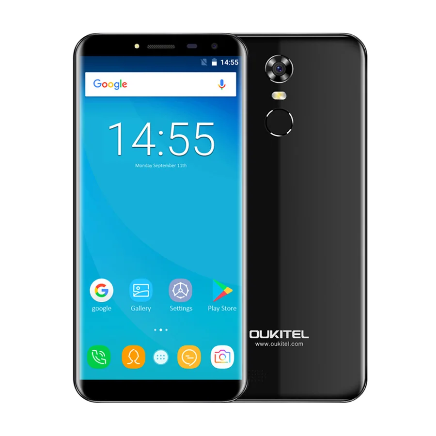 Oukitel C8 5," HD 18:9 дисплей Бесконечность Android 7,0 2 Гб ОЗУ 16 Гб ПЗУ MTK6580A четырехъядерный отпечаток пальца 13 МП 3000 мАч мобильный телефон - Цвет: Black