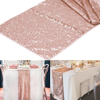 

1pcs Rose Gold Sequin Table Runners Modern Style Shiny Embroider Sequin Table Cloth For Wedding Party Christmas Decoration