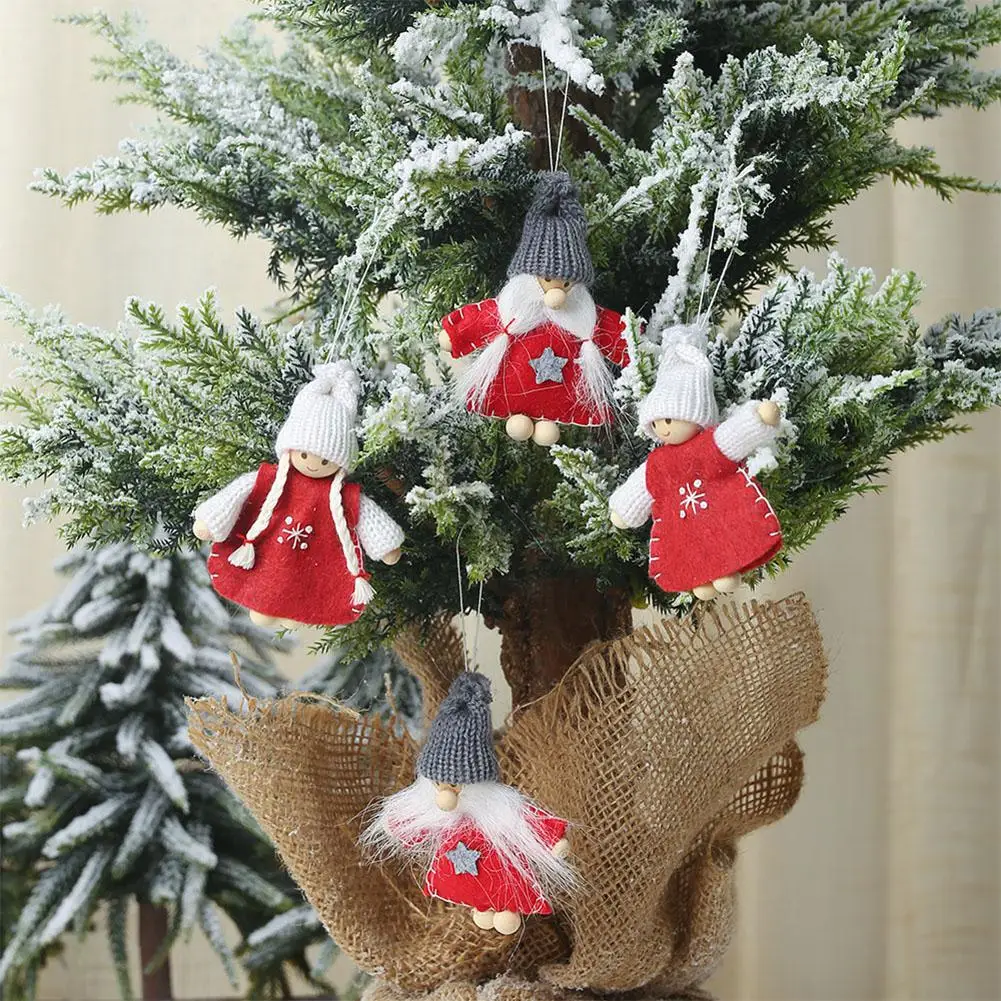 

GloryStar Christmas Decoration Supplies Wooden Beads Foot Puppet Pendant Mini Doll Hanging Ornaments Elderly Hanging Pieces