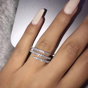 

Dainty Nail Rings for Girl Micro Pave Setting Nail Cubic Zirconia CZ Elegant Adjustable Rings For Women Party Gift Jewelry