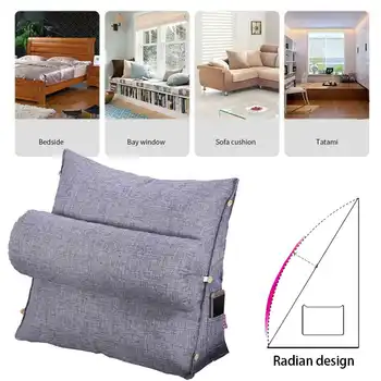 

New Baby Bed Couch Chair Triangular Backrest Pillow Big Wedge Back Support Cushions Cotton Linen Bedside Lounger TV Reading Pill