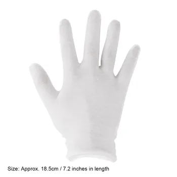 

12Pairs Cotton Working Safety Gloves Reusable Thin Dry Hand Moisturizing Cosmetic Eczema Hand Spa Coin Jewelry Inspection Gloves