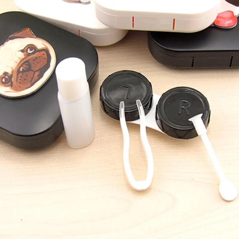 Портативный DIY акриловый чехол для контактных линз с милой собачкой кошкой и животными с зеркальными контактными линзами контейнер для объективов дорожный набор держатель