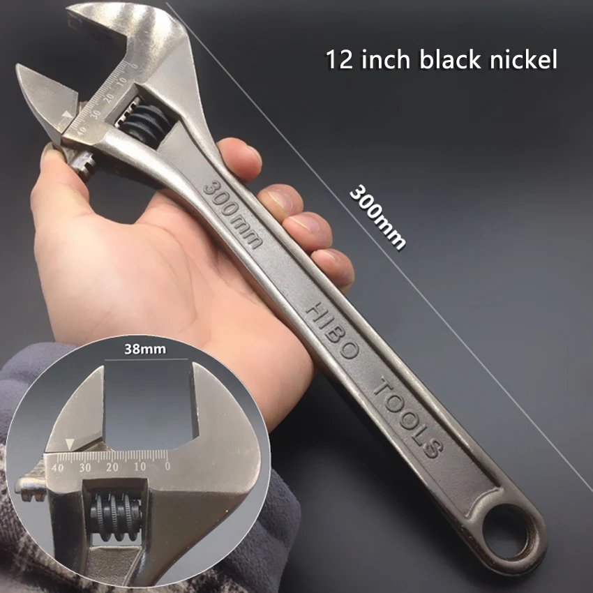 

Universal Adjustable Wrench Multi-function Big Opening End Wrenches Hand Tools Spanner for Repairing Installation 8"/10"/12"/15"