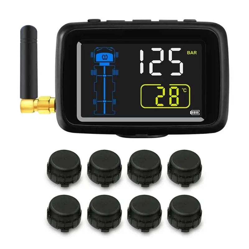 Автомобиль TPMS 24V lcd грузовик беспроводная система контроля давления в шинах температура охранная сигнализация с 8 датчиками давления в шинах