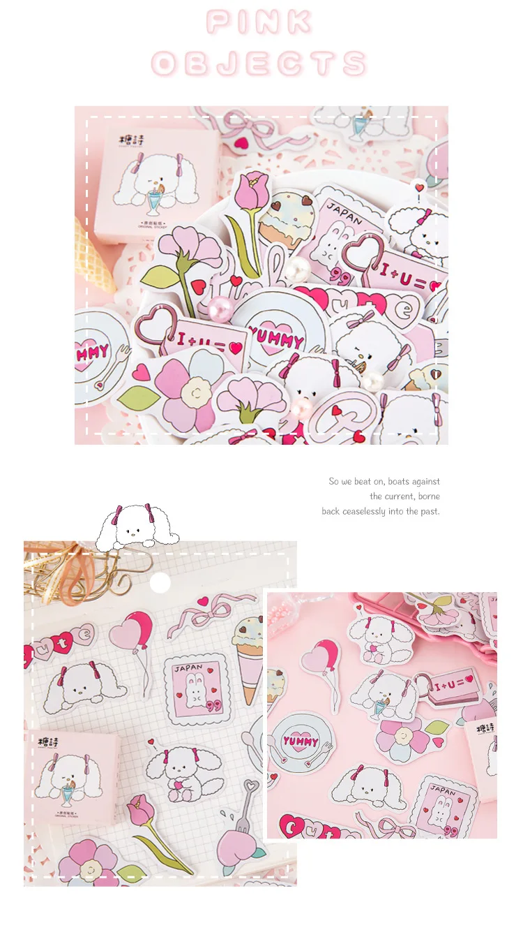 45 шт./лот, декоративные наклейки с милым розовым кроликом для скрапбукинга, этикетки, дневники, стикеры для альбомов, кавайные канцелярские игрушки, наклейки