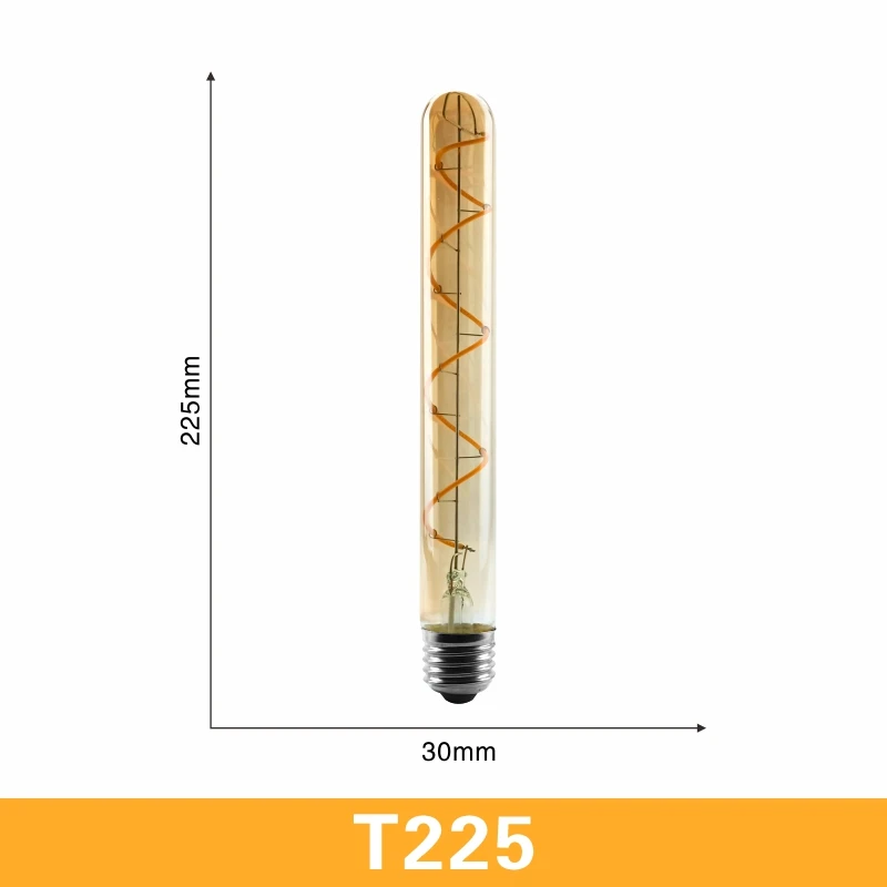 T225 LATTUSO T45 ST64 G80 G95 G125 спиральная Светодиодная лампа накаливания 4 Вт E27 Ретро Винтажные лампы декоративное освещение лампа Эдисона с регулируемой яркостью - Испускаемый цвет: T225