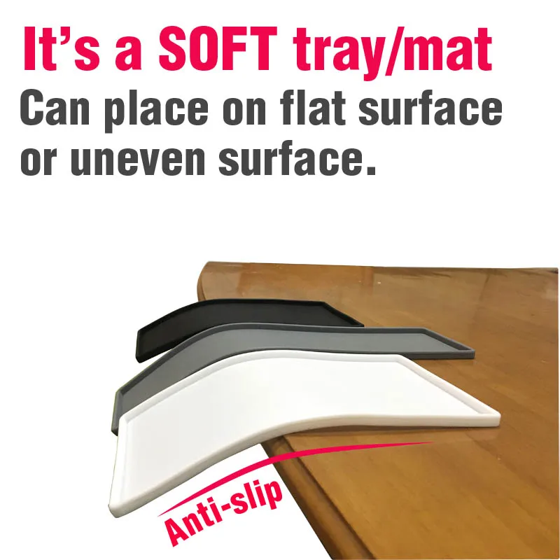 Silicone Soft Mat Organizer Tray Non Slip Mat Plastic Flat 276mm Anti-slip Twistable Bottle Holder for Bathroom or Countertop wooden serving tray tea tray utensil organizer