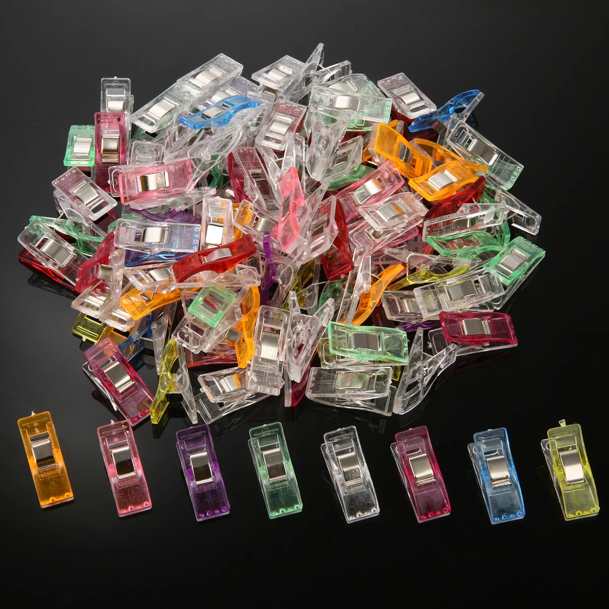 

100pcs 2.7*1cm Plastic Sewing Clips Textile Cloth Fabric Holding Clamp Multi-color Home DIY Patchwork Craft Accessories