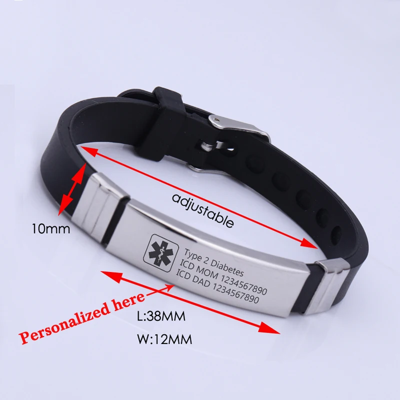 Pulsera exclusiva para pacientes con enfermedades cardiacas y Diabetes, joyería de alerta médica de emergencia, identificación personalizada - AliExpress Joyería y accesorios