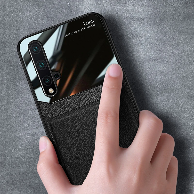 I coque, чехол, чехол, для HuaWei Nova 5 Nova5 Pro Nova 5i на кожаном зеркальном стекле Силиконовый противоударный телефон роскошные мягкие милые чехлы