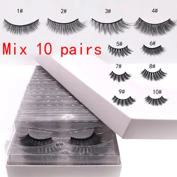 

100 Pairs 8-20mm Whole sale Natural 3D Mink Lashes False Eyelashes Soft fluffy Faux Cilis Eye lashes Fake Lash maquiagem