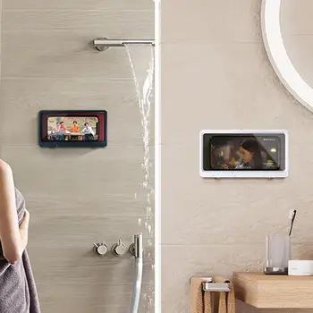 

Punch-free Bathroom Wall Storage Holder Waterproof Mobile Phone Rack Toilet Wall Hanging Shelf