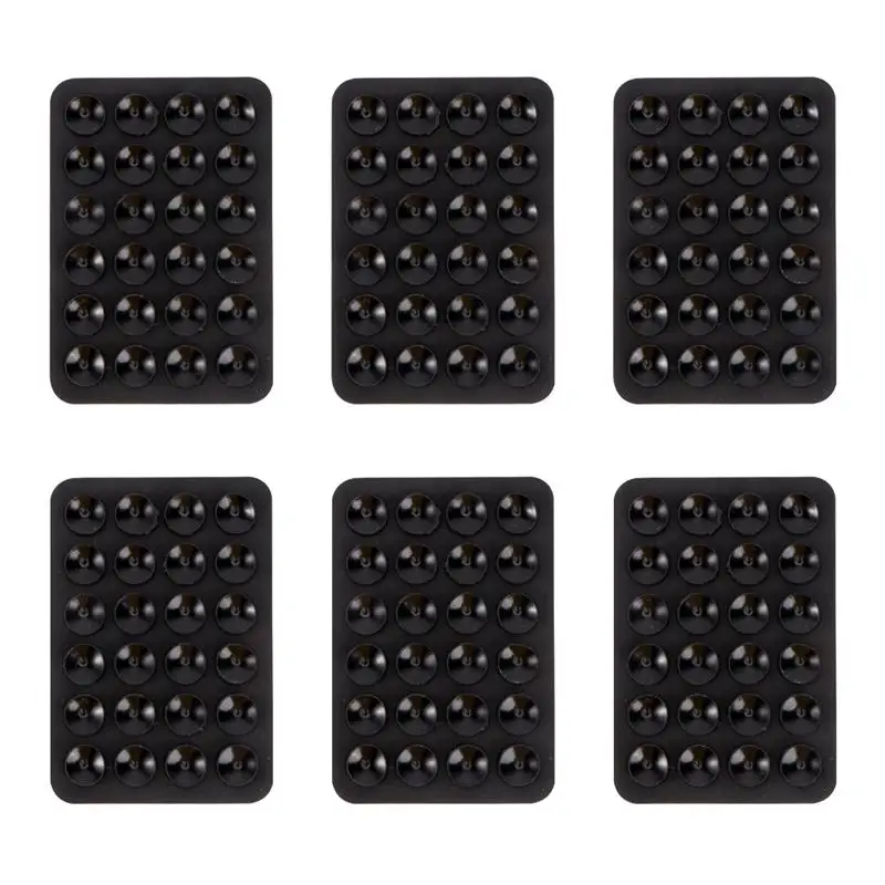 

6pcs Universal Multipurpose Mobile Phone Holder Mat Anti-slip Single-sided Suction Cup Mat with Strong Adhesive (Black)