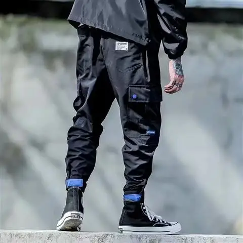 Камуфляжные Лоскутные штаны-шаровары с боковыми карманами, мужские повседневные штаны для бега, уличная одежда в стиле хип-хоп, уличная одежда, мужские брюки XXXL