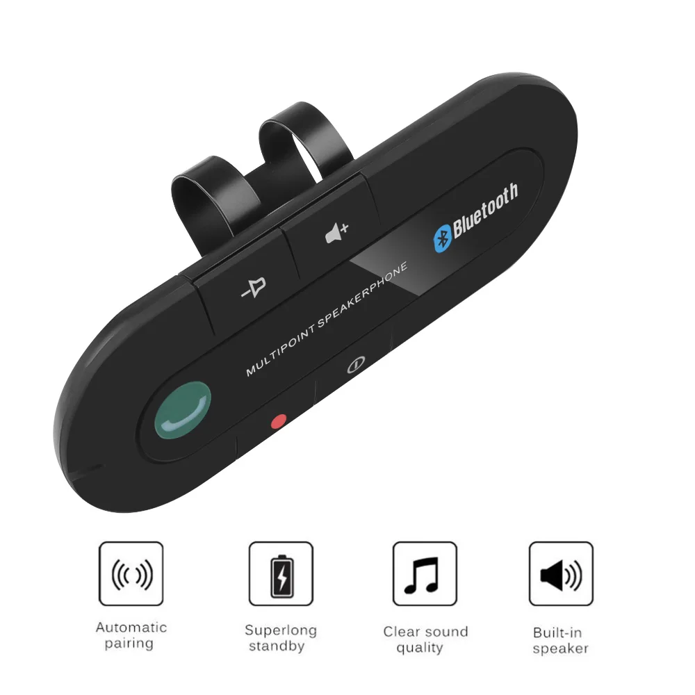 USB power Handsfree Bluetooth автомобильный комплект Mp3 плеер беспроводной аудио приемник солнцезащитный козырек клип Громкая связь музыкальный адаптер