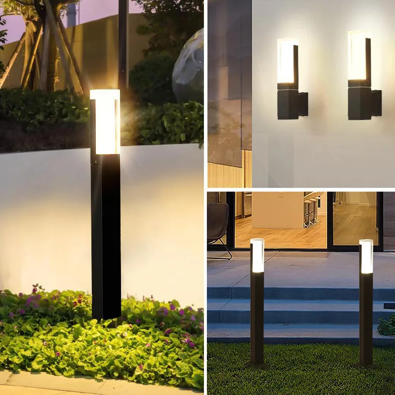 LTOON Outdoor waterproof LED garden lawn lamp modern aluminum column headlight outdoor garden villa landscape lawn lamppost lamp