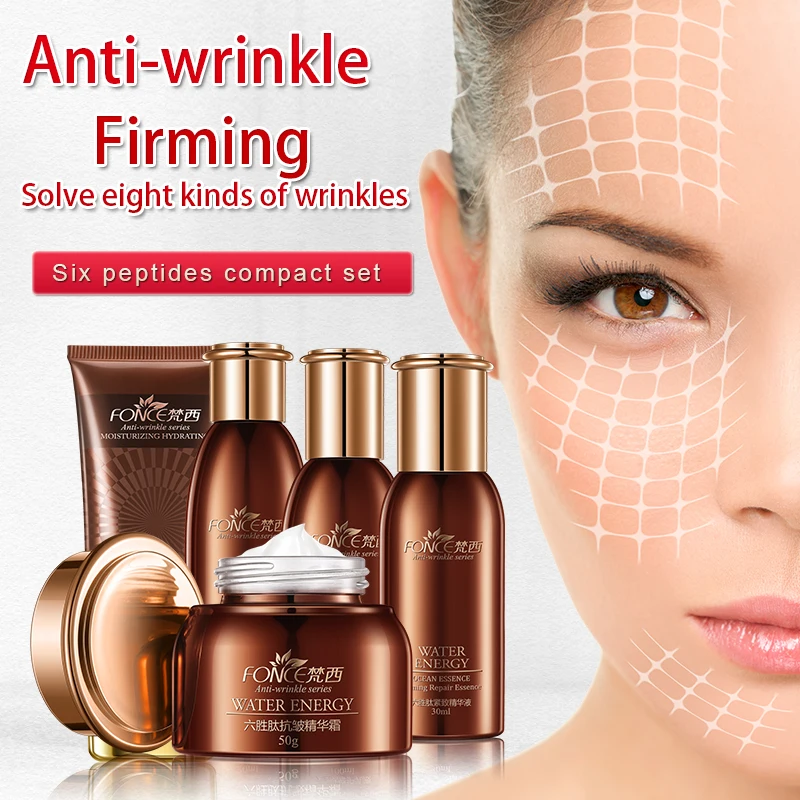  Fonce Anti Wrinkle Skin Care Set Face Nourish Lifting Firming Anti Aging Serum 5 Kit [Cleanser+Esse