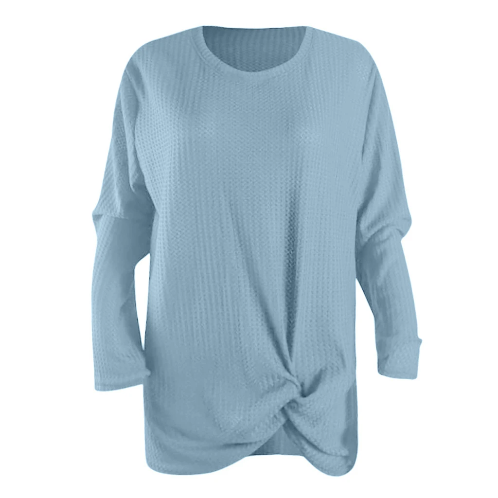 JAYCOSIN Chiffon Blouse Womens Casual Long Sleeve Autumn Knot Waffle Knit Tunic Blouse Cute Shirts Tops Winner Girl Lady 729