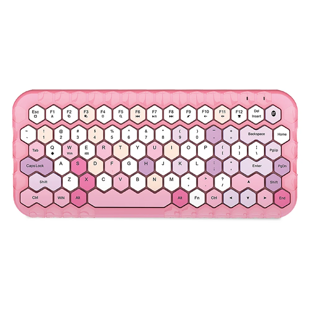 Mofii Honey Keyboard Mouse Combo Wireless 2.4G Mixed Color 83 Key Mini  Keyboard Mouse Set with Honeycomb Key Caps for Girl Pink…