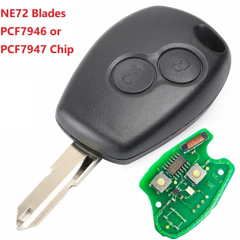 Keyecu 2 кнопки дистанционного ключа для Renault Duster Modus Clio 3 Twingo DACIA Logan Sandero Kangoo 433 МГц PCF7946/PCF7947 чип