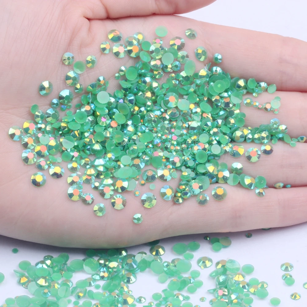 Emerald AB 2mm-6mm Resin Rhinestones 10000pcs-50000pcs Non Hotfix Stones Glue On Beads For Jewelry Making DIY Decorations | Красота и