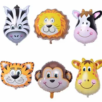 

1Pcs Jungle Animal Tiger Lion Monkey Zebra Giraffe Cow Air Helium Balloon Kids Safari Birthday Party Decor Zoo Theme Supplies