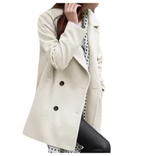 Длинное шерстяное пальто с отложным воротником, Женское пальто, элегантное пальто из смешанной ткани, тонкое женское длинное синее пальто, верхняя одежда, manteau femme hiver