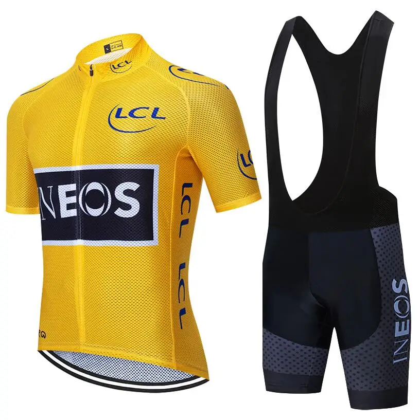 ITALIA RED INEOS cycling jersey 20D bike shorts set Ropa Ciclismo MENS summer quick dry BICYCLING Maillot bottom clothing - Цвет: Цвет: желтый