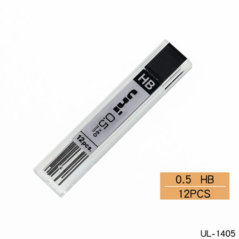0.5mm Автоматический карандаш UNI 0,3/0,5/0,7 мм 2B/HB подвижный карандаш сменный стержень UL-1403 1405 1407 12 штук в коробке - Цвет: 0.5mm