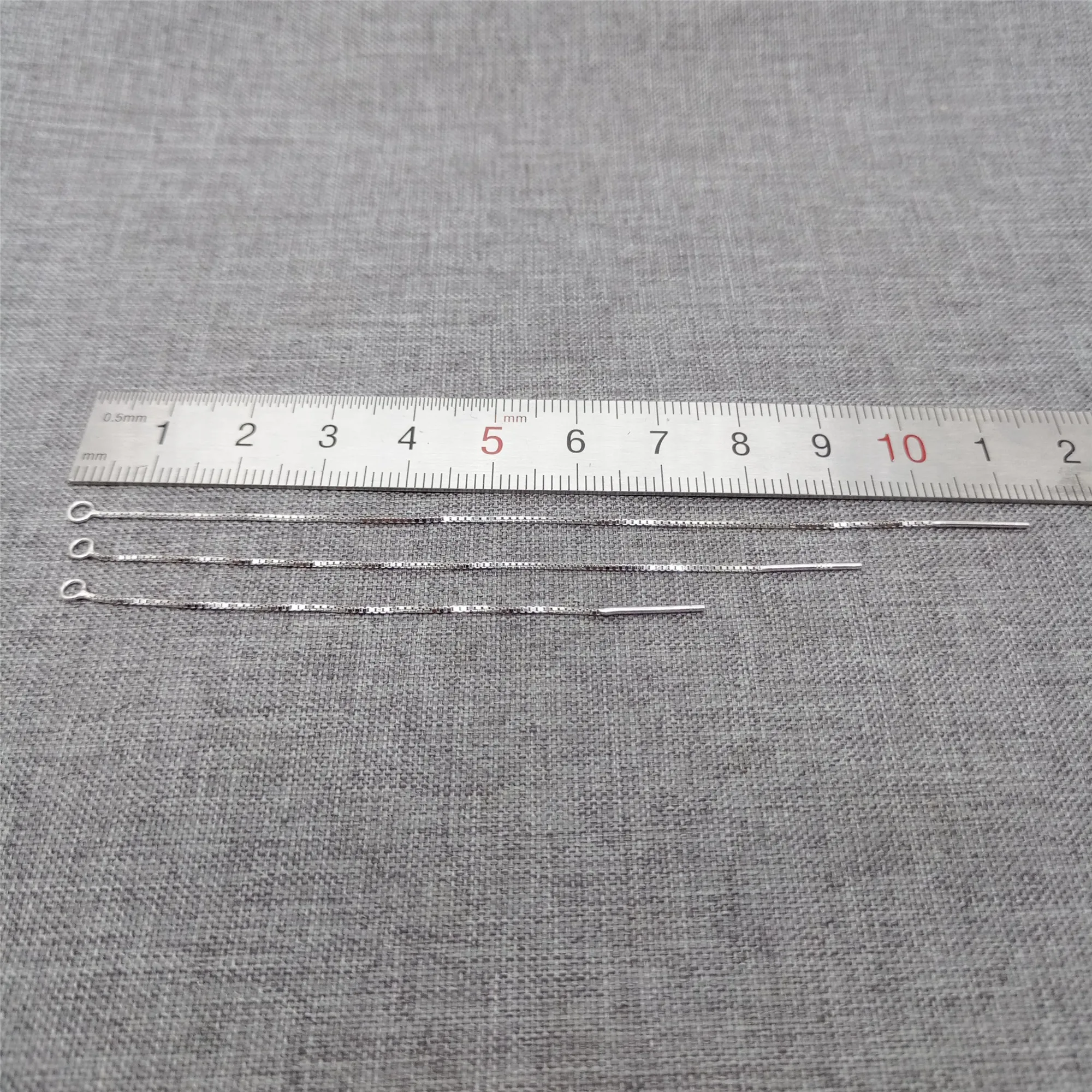 8pcs of 925 Sterling Silver Box Chain Earring Threaders w/ Closed Ring Rhodium Plated Ear Wire Threads