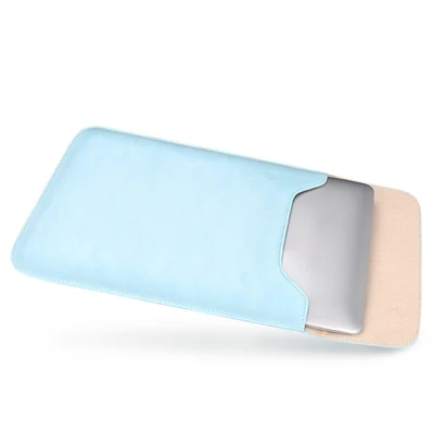 PU sky blue Водонепроницаемая сумка для ноутбука из искусственной кожи с сумкой для хранения Macbook Air 13 Touch ID Pro 16 чехол 11 12 15 чехол - Цвет: PU sky blue