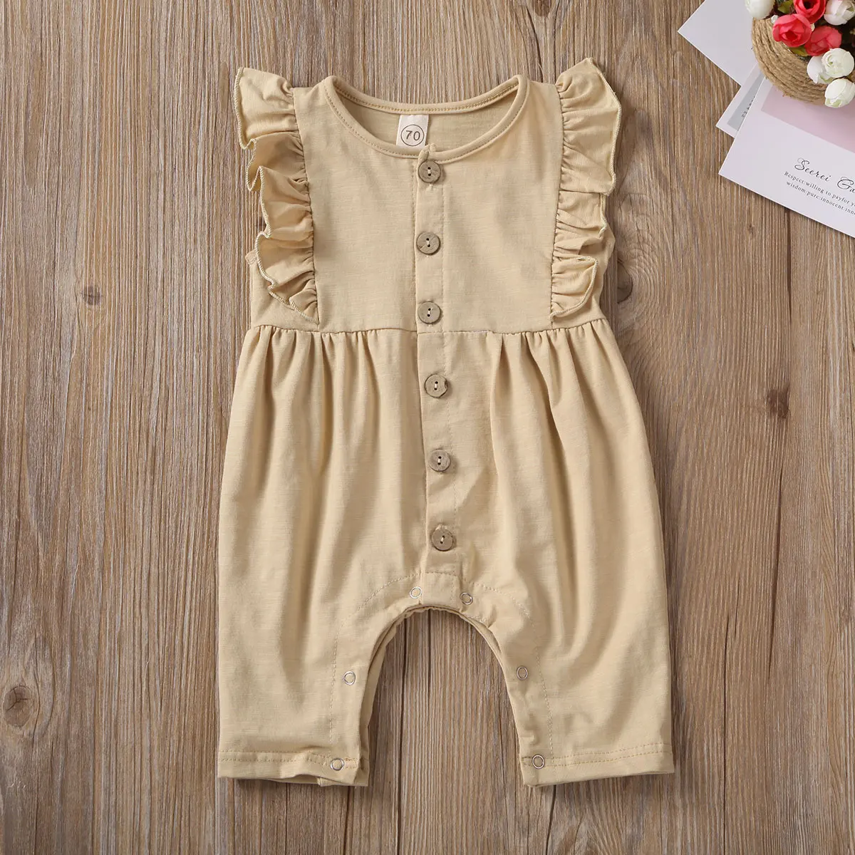 Одежда для новорожденных девочек 0-18 месяцев, комбинезон с оборками, однотонный костюм