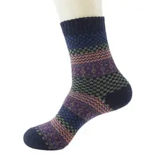 Мужские Винтажные этнические шерстяные теплые длинные носки в полоску с геометрическим узором