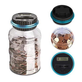 

1.5L 3 Types Digital Piggy Bank Counter Coin LCD Electronic Counting Coin Money Saving Jar Coins Storage USD EURO GBP Money Box