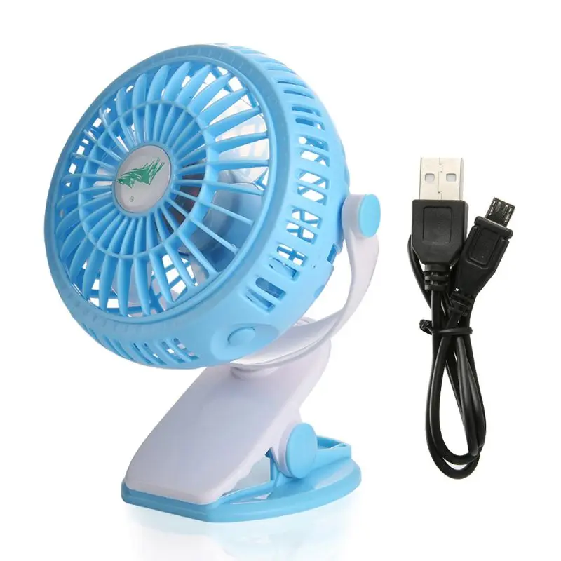 Синий Мини-перезаряжаемый usb-вентилятор с поворотом на 360 градусов ручной зажим охлаждающий вентилятор для коляски портативный вентилятор воздушного охлаждения 3 скорости для - Цвет: Синий