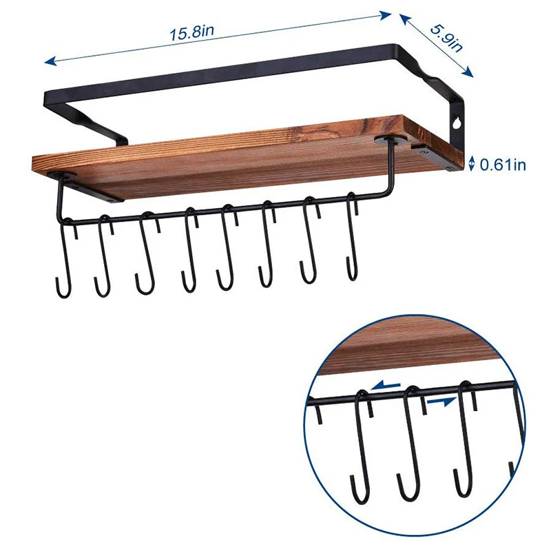  Floating Shelves 4 in 1 Rustic Wood Wall Mounted Storage Shelf for Bathroom Kitchen Bedroom Living  - 4000575941802