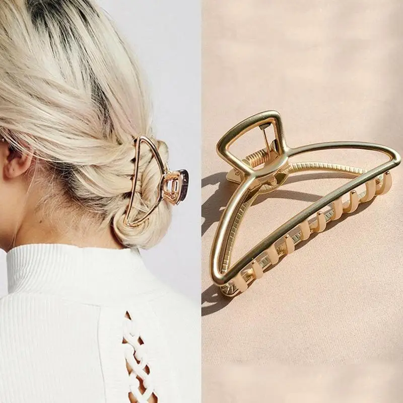 

Geometric Large Hairpin New Alloy Metal Grab Clip Hair Claw Hairpin Geometry Large Simple Adult Hair Accessories Hair Clip