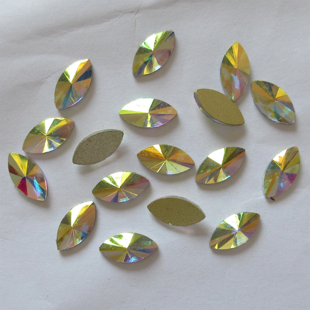 

5x10mm Horse eye Flat Back Glue On Non Hot Fix Rhinestones Crystal AB Flatback Non Hotfix 3D Nail Art Crystals Marquise Stones